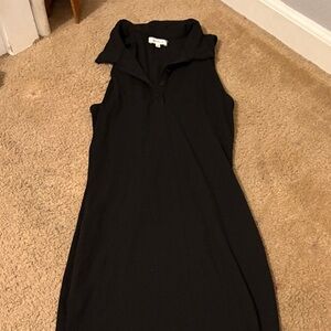 Better Be Black Collared Midi Dress